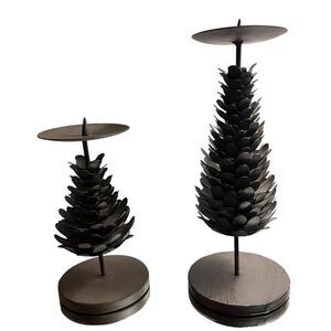 Vintage Pine Cone Holiday Metal Candle Holders gift